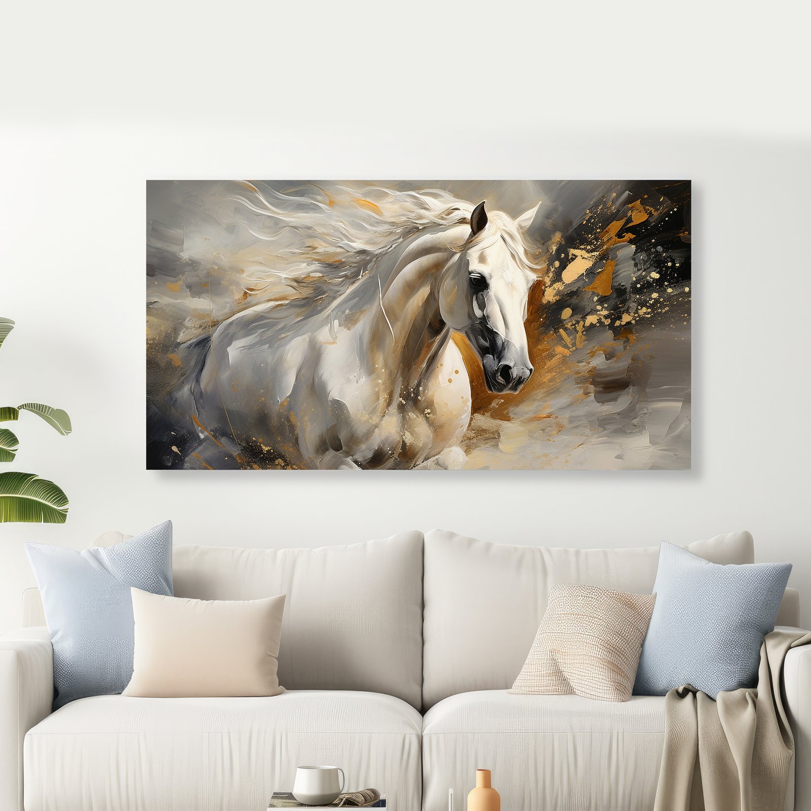 Classical White Horse Canvas Wall Painting decorative masterpiece for home decor